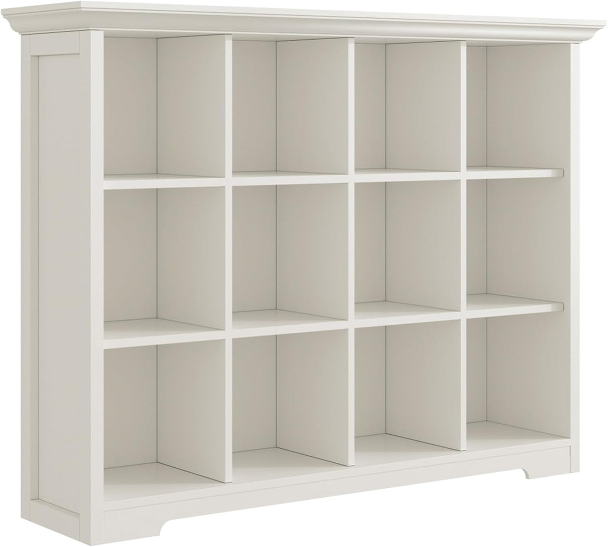 Wooden Cube Bookcase with Base - Modern 3 Tiers Floor Standing Open Shelf Cabinet for Home and
