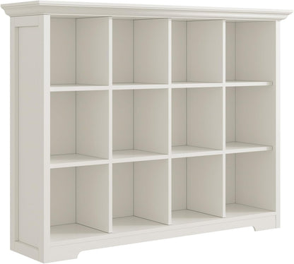Wooden Cube Bookcase with Base - Modern 3 Tiers Floor Standing Open Shelf Cabinet for Home and