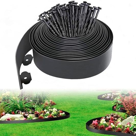 4 in Tall Landscape Edging, 40FT Plastic Garden Border Edging with 60 Anchoring Spikes, Landscape
