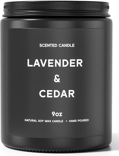 Lavender＆Cedar Candle, 9oz Scented Candle for Men, Scented Candles for Home, Soy Candle Gifts for