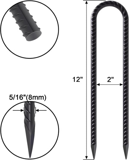 VVOKGO Trampoline Stakes 12 Inches Anchors High Wind Heavy Duty, 8-Pack U Shaped Tie Down Anchor