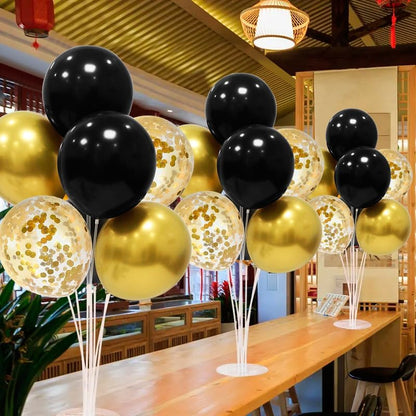 Black and Gold Party Decorations Balloon Stand Table Centerpieces for Birthday Wedding Retirement