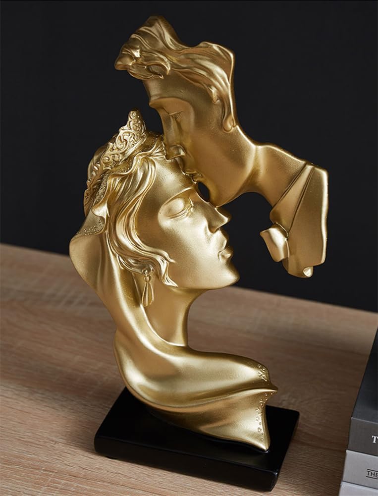 Couples Kiss Sculpture,Abstract Art Couple Sculpture Home Furnishing Resin Statue Decoration