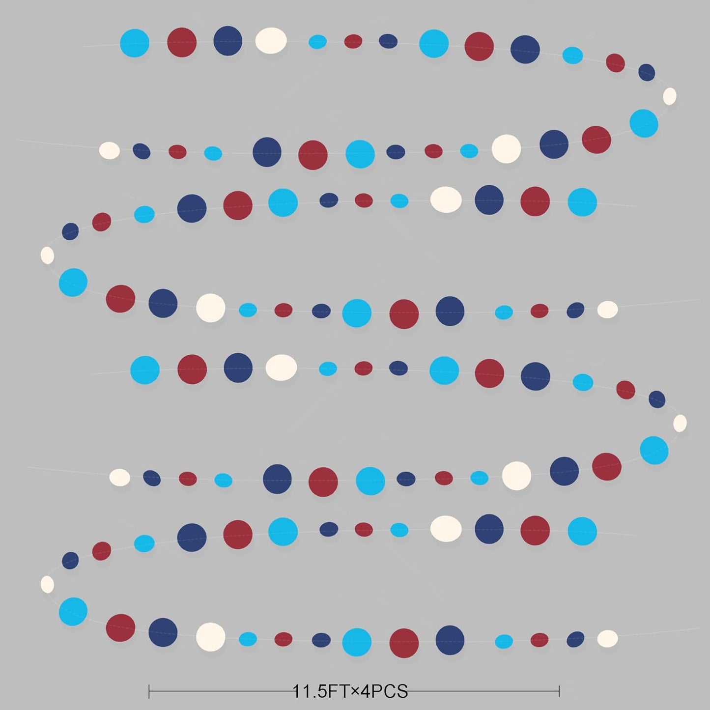 Nautical Party Decorations Circle Dot Garland Navy Blue Red White Hanging Paper Polka Dot Streamer