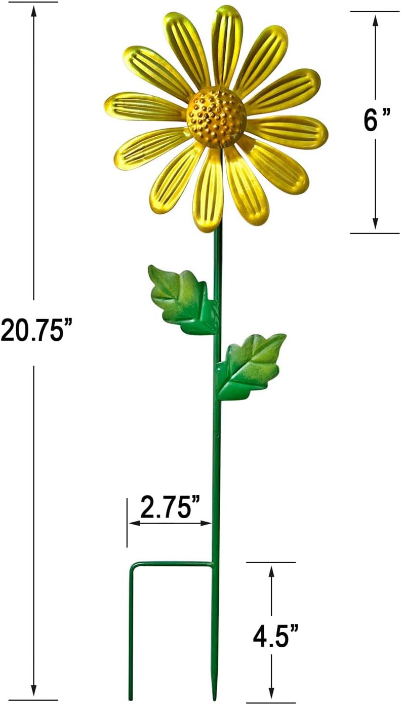 WAIU Metal Daisy Garden Stakes, Wind Catcher Spinner Garden Stakes, Garden Windmill Stakes Outdoor