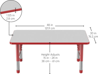 FDP Rectangle Activity School and Classroom Kids Table (30 x 48 inch), Chunky Toddler Legs