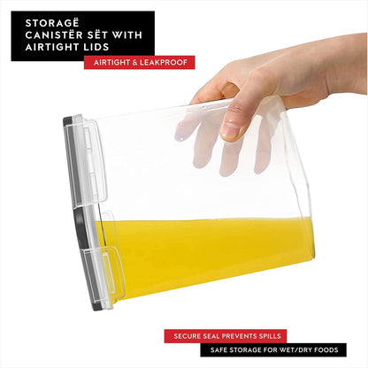 DWËLLZA KITCHEN Airtight Food Storage Container Set - 8 Pieces 1.4L - Plastic BPA Free Kitchen