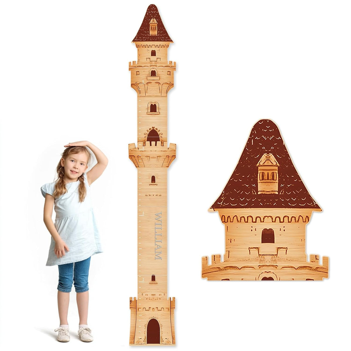 Personalized Name Growth Chart, Castle Height Chart, Customized Name Measuring Board for Kids