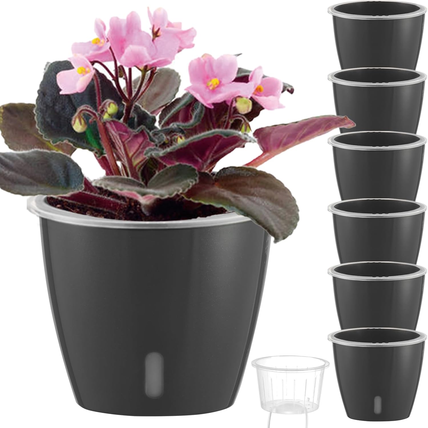 Self Watering Pots for Indoor Plants, 6-Pack 6.7'' Self Watering Planter with Drainage Holes, Small