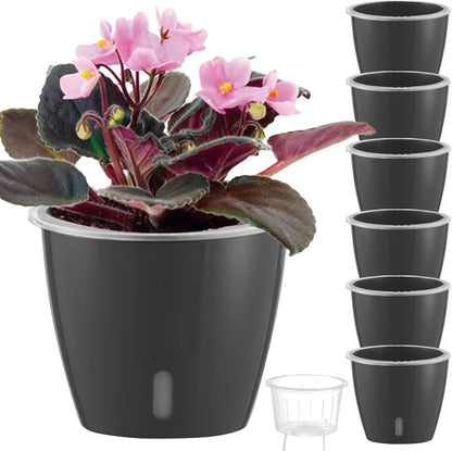 Self Watering Pots for Indoor Plants, 6-Pack 6.7'' Self Watering Planter with Drainage Holes, Small