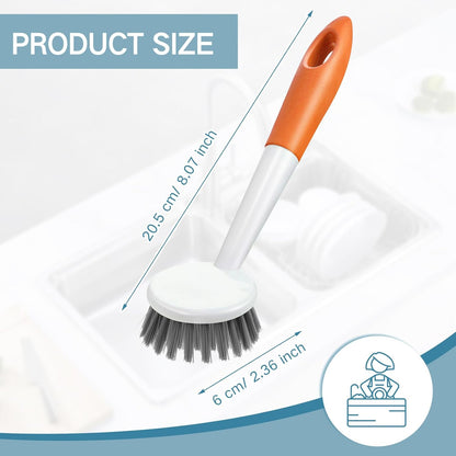 Patelai 12 Pack Kitchen Scrub Dish Brush with Long Handle Dish Scrubber with Stiff Bristles Scrub