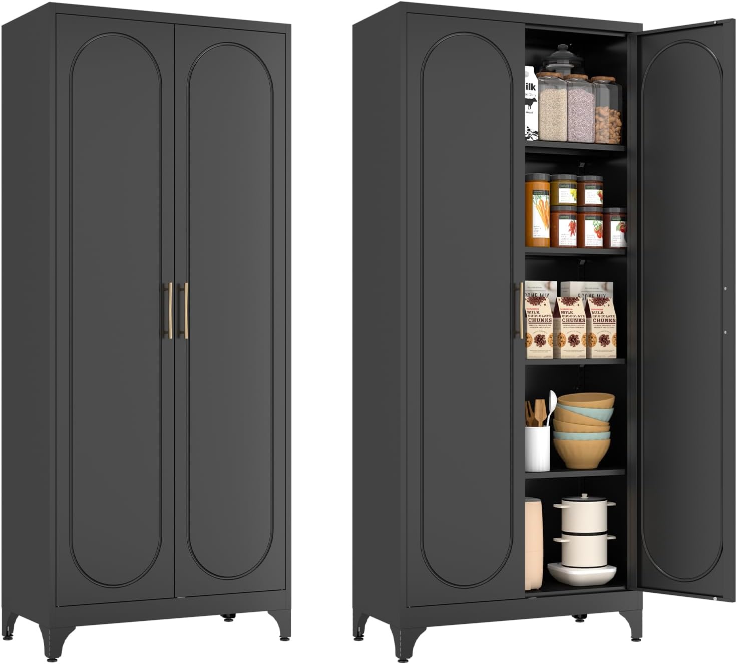 Pantry Cabinet, 75 Inch Tall Kitchen Storage Cabinet, Metal Pantry Cabinets with Doors and