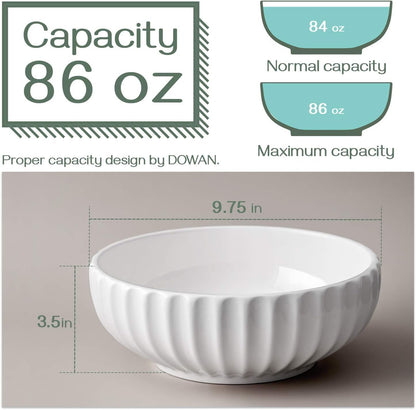 DOWAN 9.8'' Serving Bowls, 86 oz White Serving Platters, Large Ceramic Serving Dishes, Fruit Bowl
