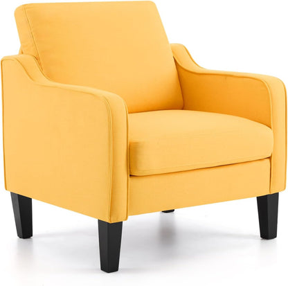 VINGLI Accent Chair for Living Room Chairs Yellow Reading Chair for Bedroom Scooped Arm Chair Mid
