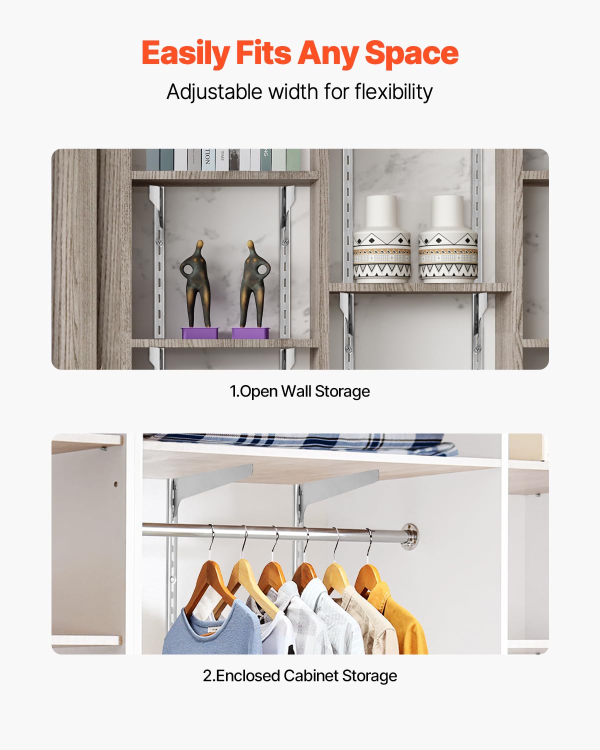 VEVOR Shelf Pilaster, 39-inch 10 Pack, Upright Wall Shelving System, Heavy Duty Support System