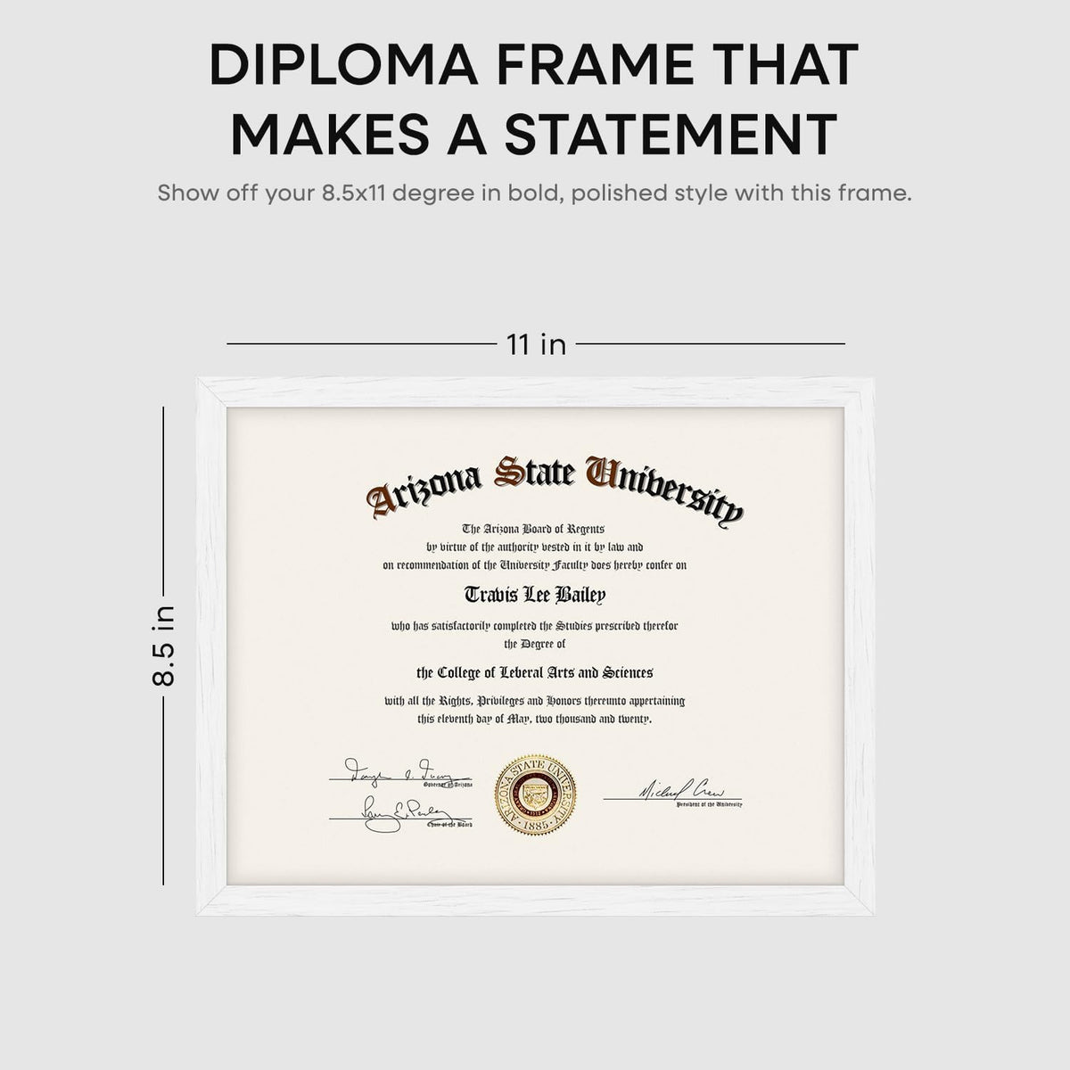 Homeforia 8.5 x 11 Diploma Frame White Wood, High End Oak 8.5x11 Certificate Frames, 11x8.5