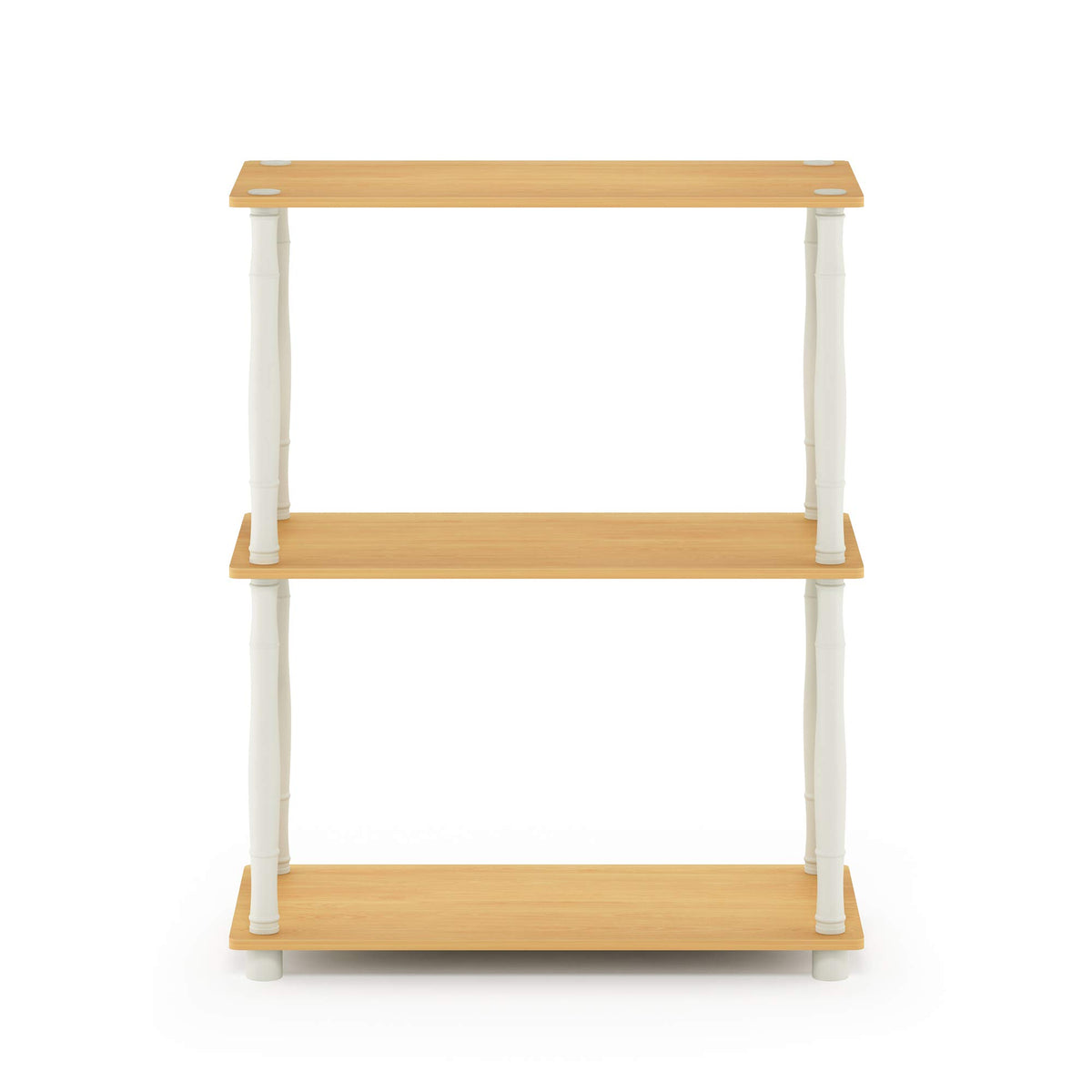 Furinno Turn-N-Tube 3-Tier Compact Multipurpose Shelf Display Rack with Classic Tube, Beech/White