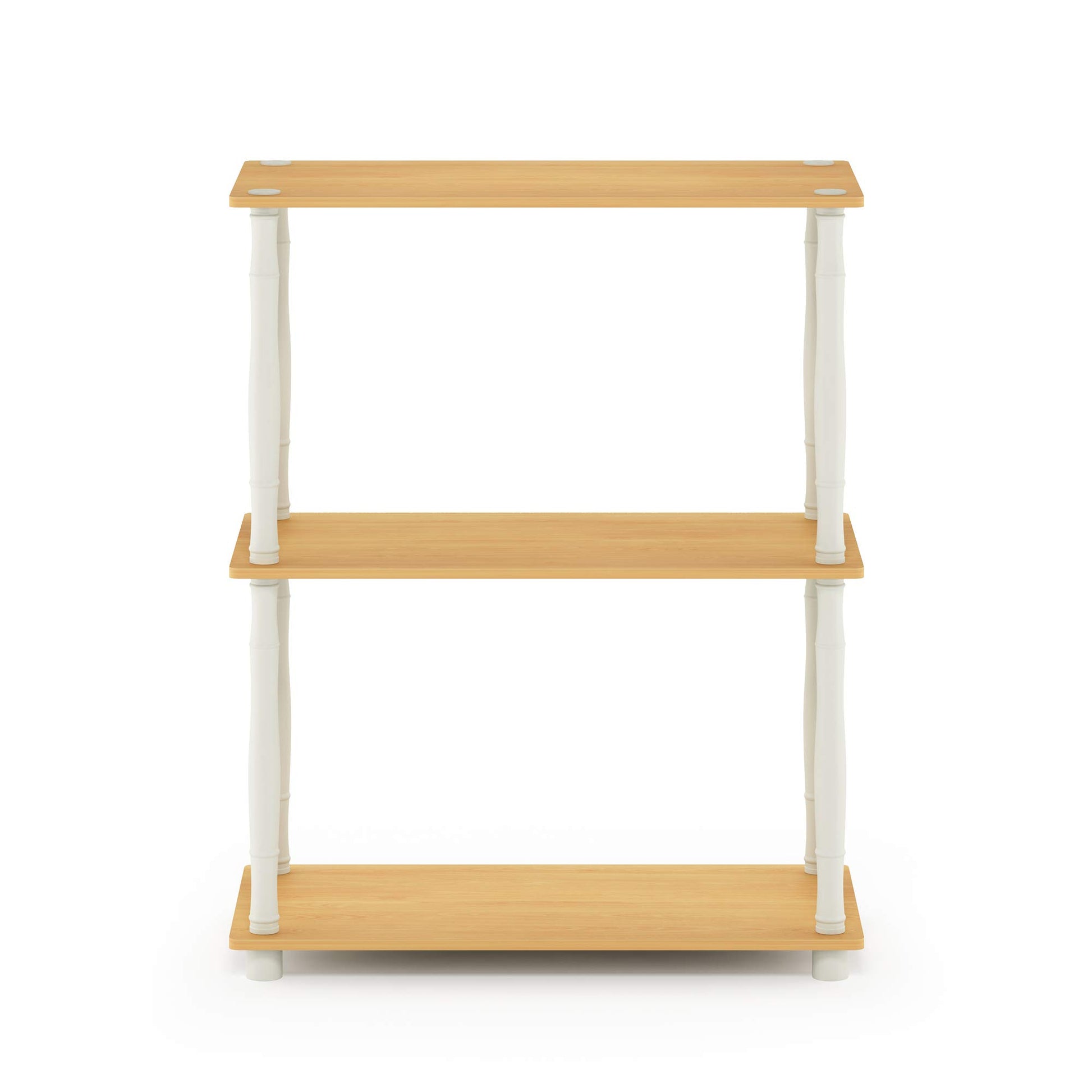 Furinno Turn-N-Tube 3-Tier Compact Multipurpose Shelf Display Rack with Classic Tube, Beech/White