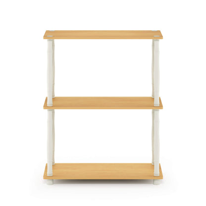Furinno Turn-N-Tube 3-Tier Compact Multipurpose Shelf Display Rack with Classic Tube, Beech/White