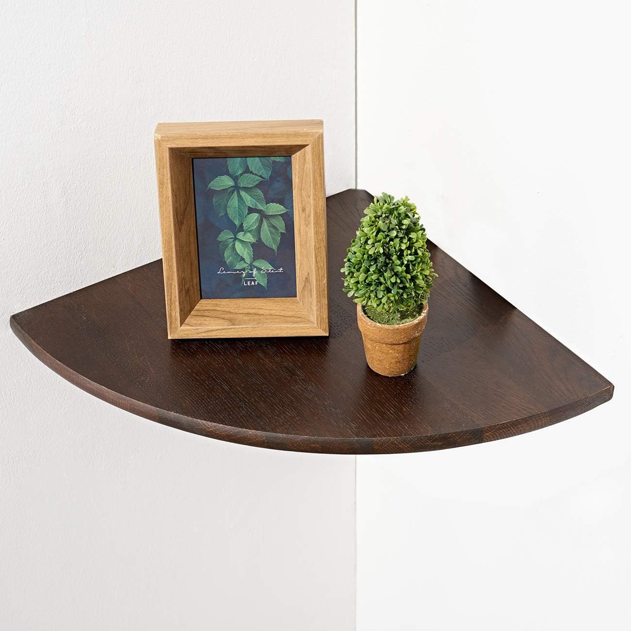 Corner Shelf,12inch Walnut Solid Wood Floating Corner Shelves Wall Mount Round End Floating Speaker