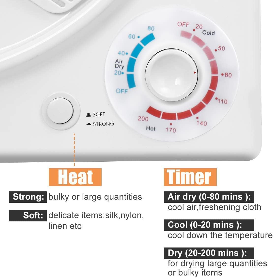CTT 3.5 Cu. Ft. Clothes Dryer, 1500W Electric Dryers for Clothes, 110V Electric Clothes Dryer with