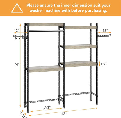 CABIHOME 5-Tier Over-The-Washer Shelf - Adjustable Height Laundry Organizer Space Saver