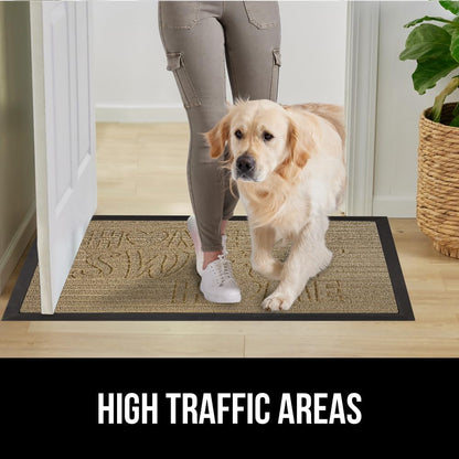 GORILLA GRIP 100% Waterproof All-Season WeatherMax Doormat 35x23, US Designed Natural Rubber, Stain