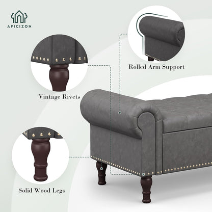 Apicizon 51”Bench with Storage, Upholstered Tufted Button Window Bench with Plenty Hidden Storage