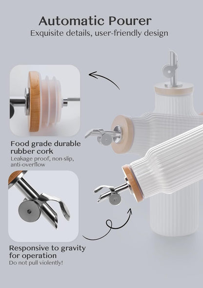 Nucookery Ceramic Olive Oil Dispenser Bottle for Kitchen, 14 oz Opaque Vinegar Dispenser Bottle