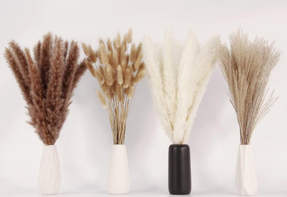Dried Pampas Grass Decor, 100 Stems Pampas Grass Contains Bunny Tails Dried Flowers, Reed Grass