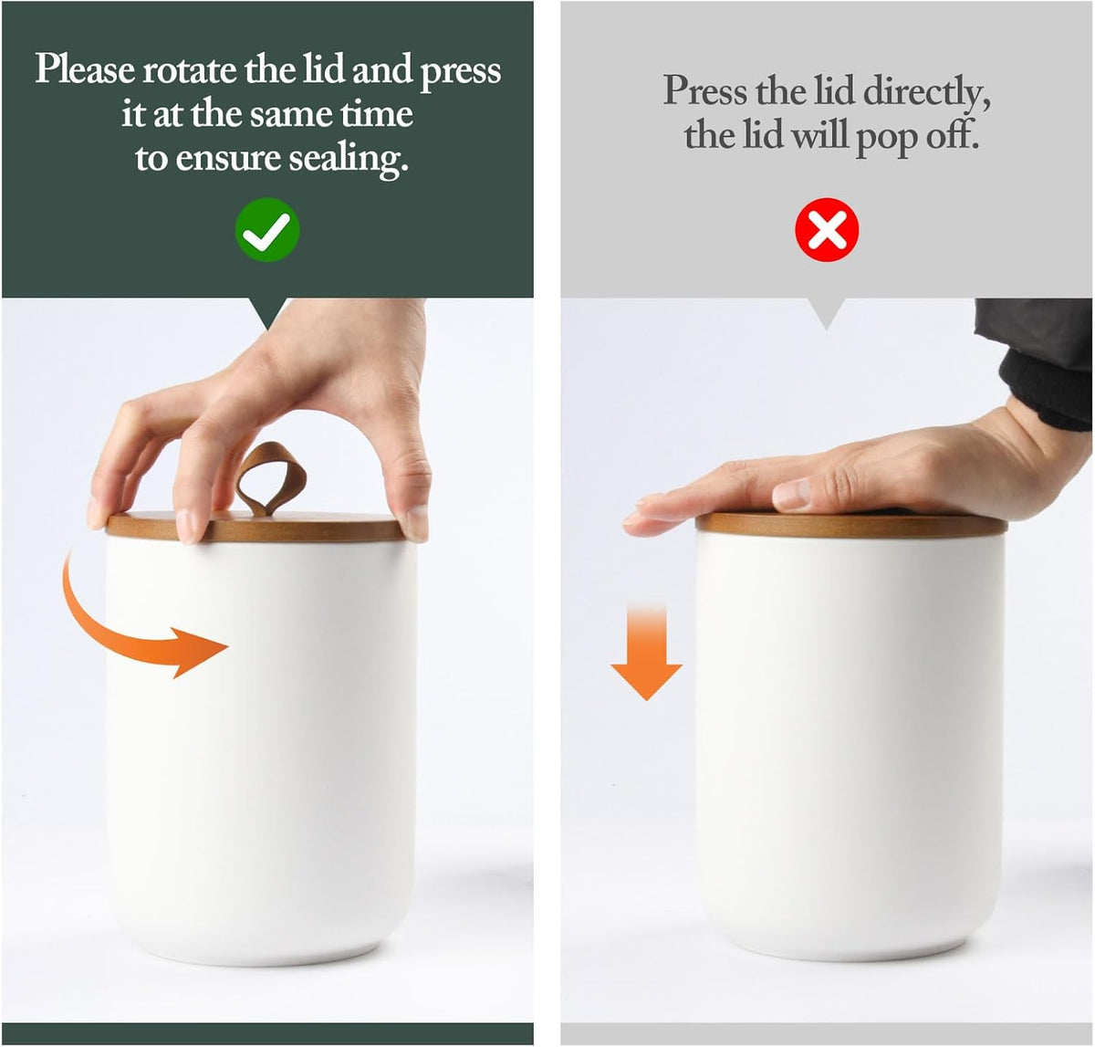 Ceramic Canisters Sets for Kitchen, Airtight Canister with Bamboo Lid, Ceramic Coffee Canister
