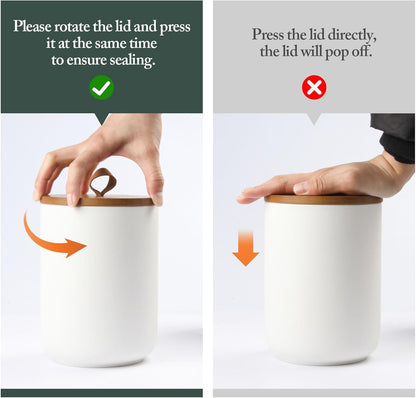 Ceramic Canisters Sets for Kitchen, Airtight Canister with Bamboo Lid, Ceramic Coffee Canister