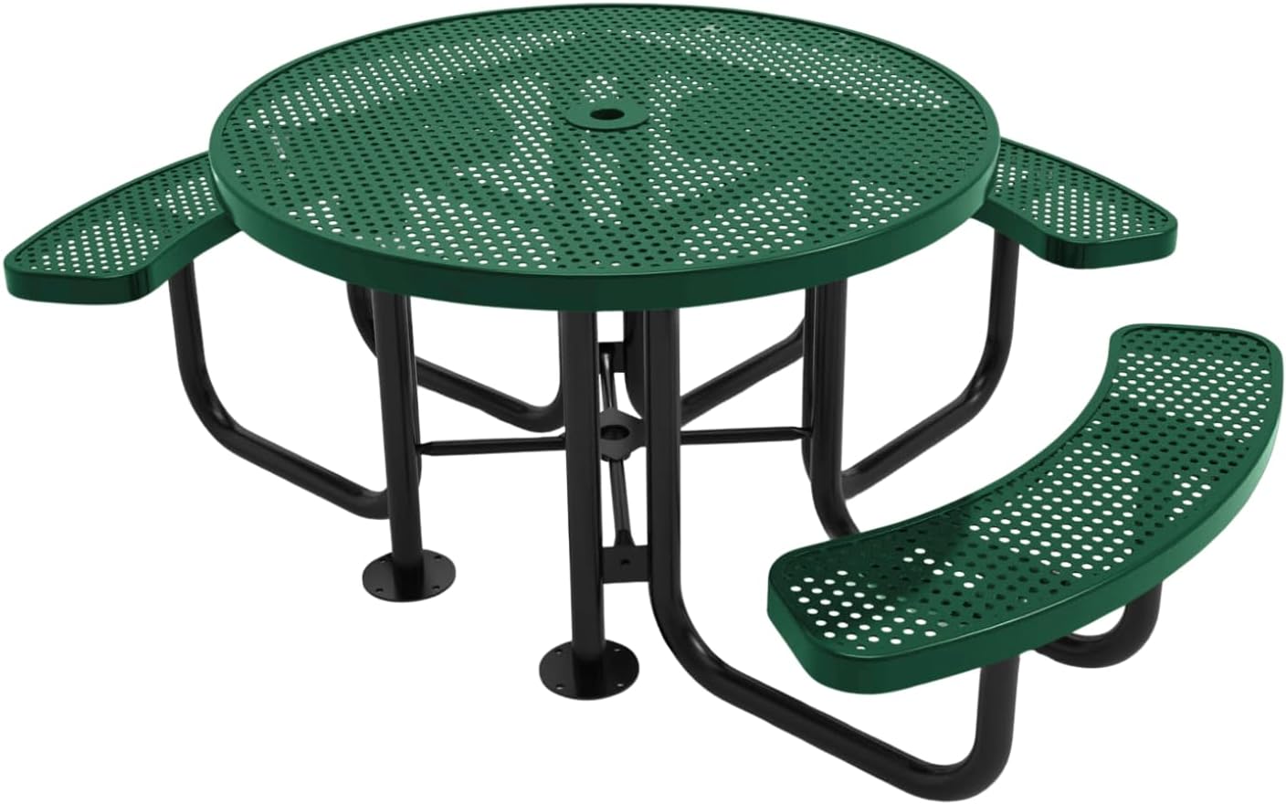 Heavy-Duty Portable Outdoor Picnic Table with Umbrella Hole, Punched Steel Patio Dining Furniture