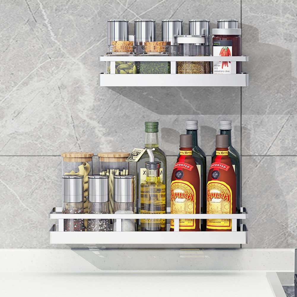 Spice Rack Organizer, SUS304 Stainless steel Wall Mount Spice Rack Storage Basket - Seasoning