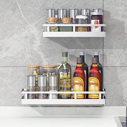 2PCS Kitchen Spice Rack, SUS304 Stainless steel Wall Mount Storage Rack, Seasoning Container