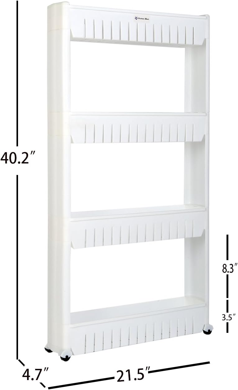 Laundry Room Organizer, Mobile Shelving Unit Organizer with 4 Large Storage Baskets, Gap Storage