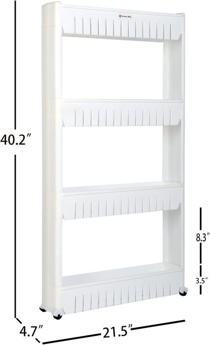 Laundry Room Organizer, Mobile Shelving Unit Organizer with 4 Large Storage Baskets, Gap Storage