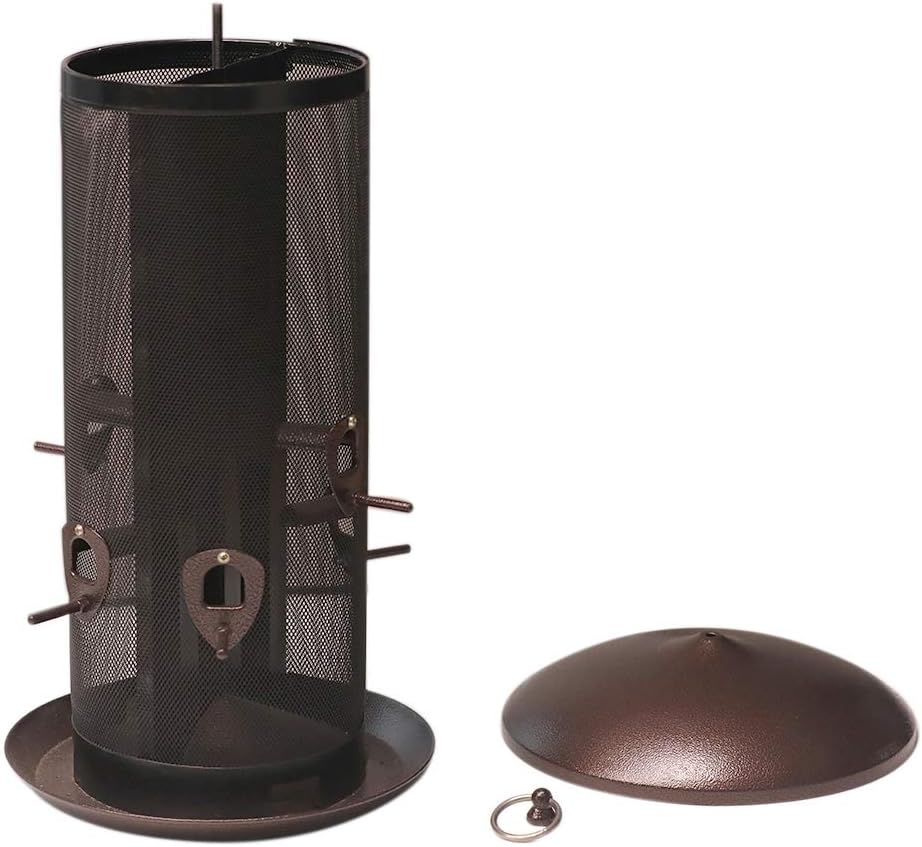 Nature's Rhythm Metal Hopper Bird Feeder, Dual Seed Compartments, 10 Feeding Ports, Holds 10lbs