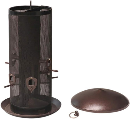 Nature's Rhythm Metal Hopper Bird Feeder, Dual Seed Compartments, 10 Feeding Ports, Holds 10lbs