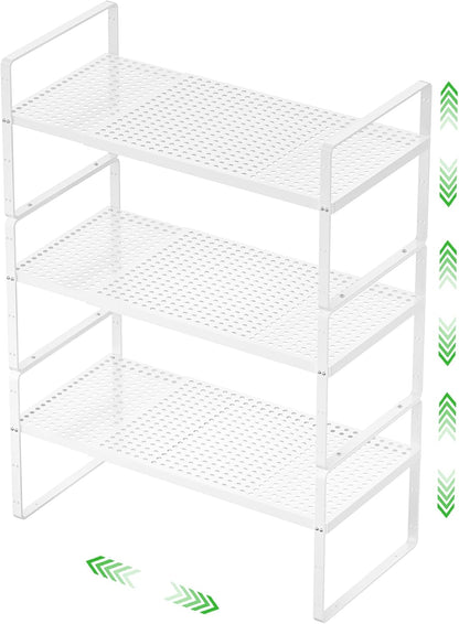 Expandable Cabinet Storage Shelf Stackable Organizer Rack for Kitchen Bathroom Pantry Spice