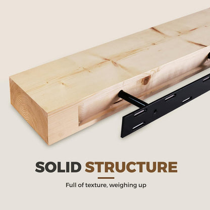 72x7x3 Fireplace Mantel - Solid Rustic Wood Wall Mounted Floating Shelf - DIY Color - with