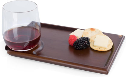 PICNIC TIME Rectangle Wine Appetizer Plates Set of 4, Cocktail Plate with Glass Holder, Cheese