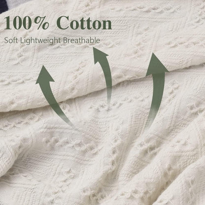 Simple&Opulence 100% Cotton Throw Blanket for Bed, Couch, Boho Luxury Geometric Knit Woven Blanket
