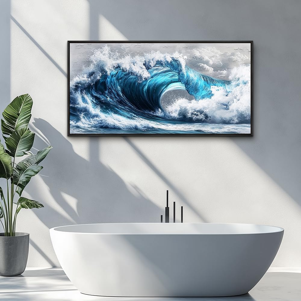 PHAOHUAXM Blue Wave lPaintings Wall Art For Living Room Wall Decor For Bedroom Ocean Inspiration
