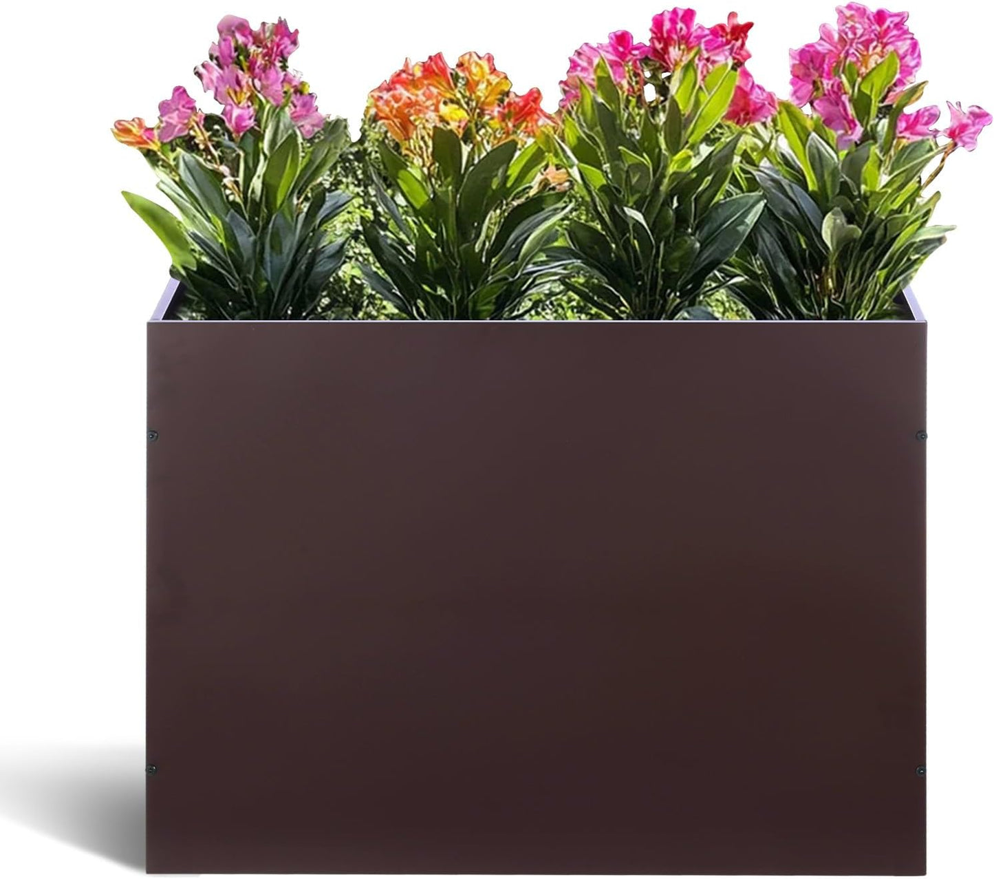 Metal Rectangular Planter Box Tall Planters for Outdoor Plants Modern Heavy Duty with Drainage