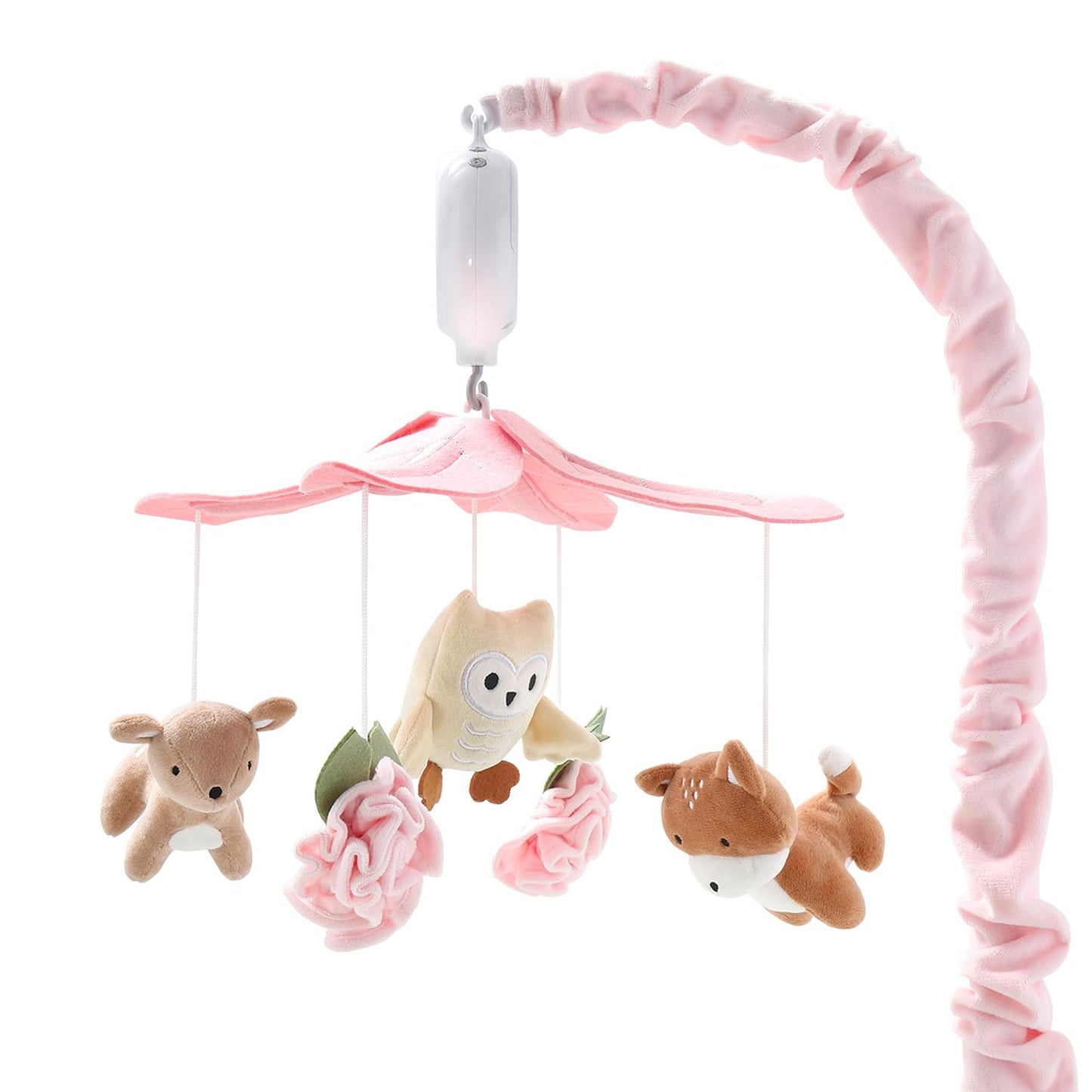 The Peanutshell Crib Mobile for Girls - Pink and White Musical Baby Crib Mobile with 12 Lullabies