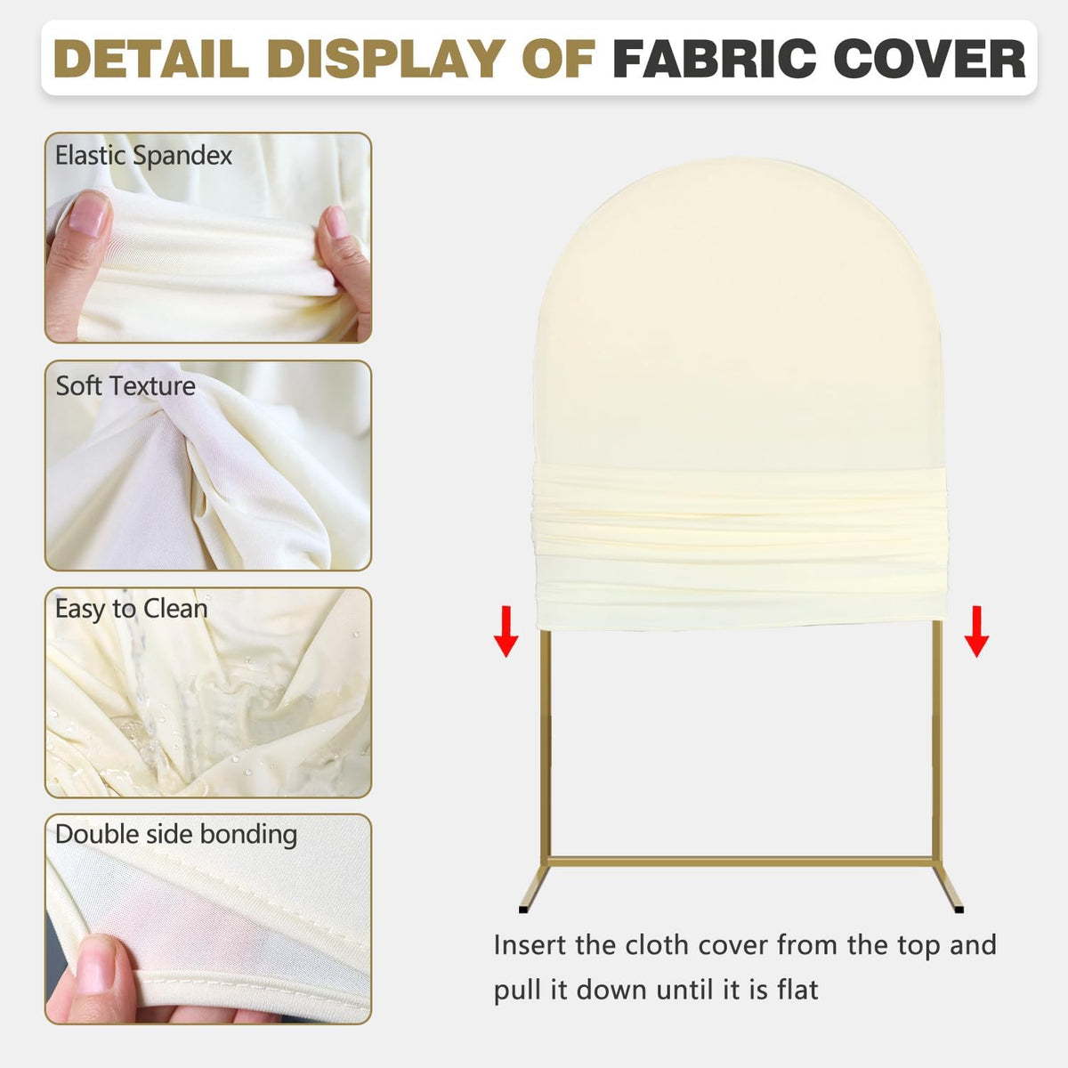 Arch Backdrop Stand and Cover Set, Metal Balloon Arch Backdrop 6.6ft, Gold Arched Stand Frame for