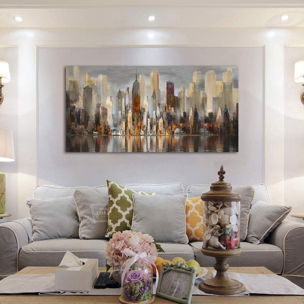 Wall Decorations Framed Large Cityscape New York Wall Decor Canvas Prints Abstract Brown City Theme