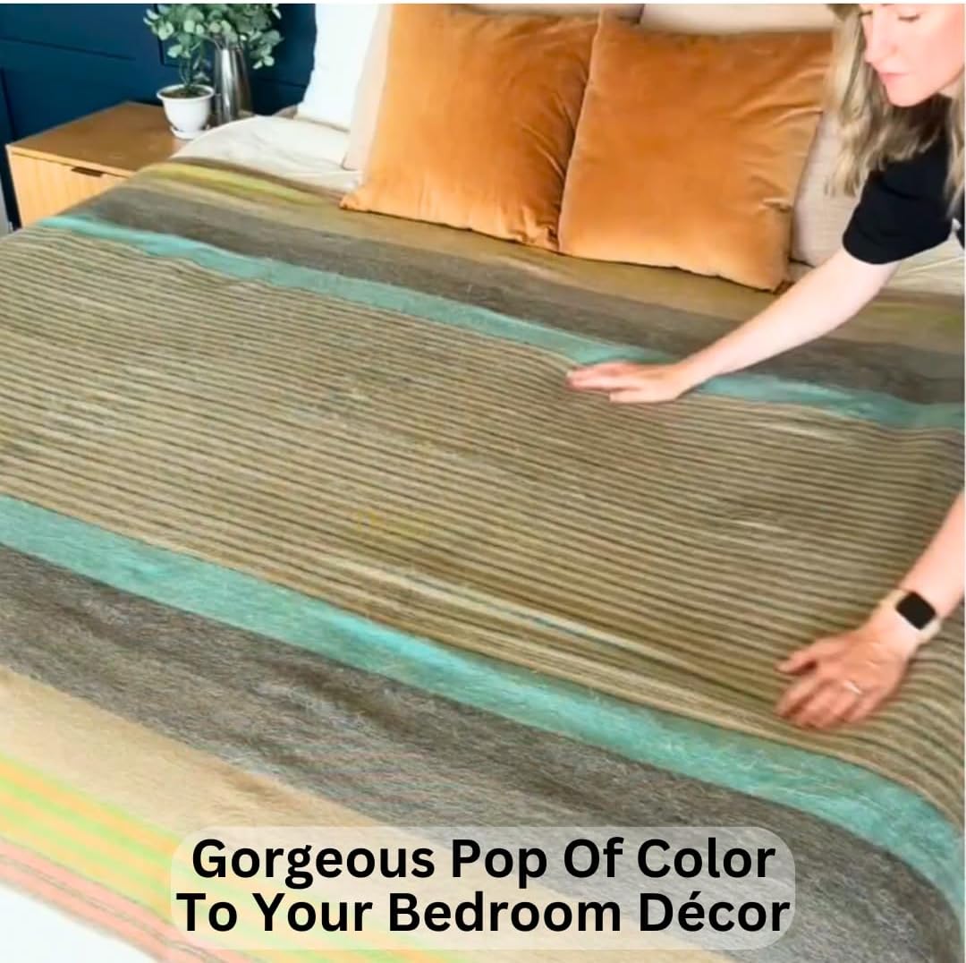 Alpaca Wool Throw Blanket | Super Soft, Lightweight, Breathable and Hypoallergenic | Non-Itchy or