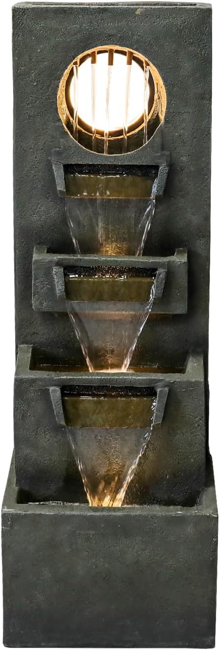 Naturefalls 39.3” H Modern Outdoor Fountain - 4-Tiered Outdoor Garden Fountains with Contemporary